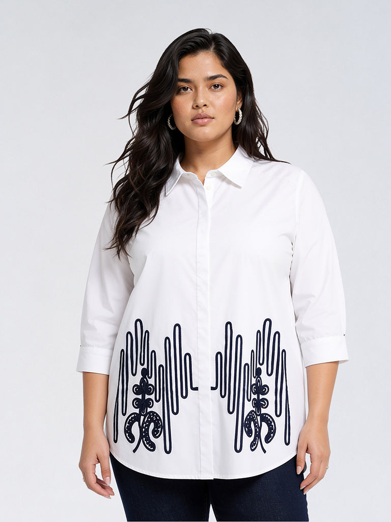 Gia White Embroidered Cotton Shirt