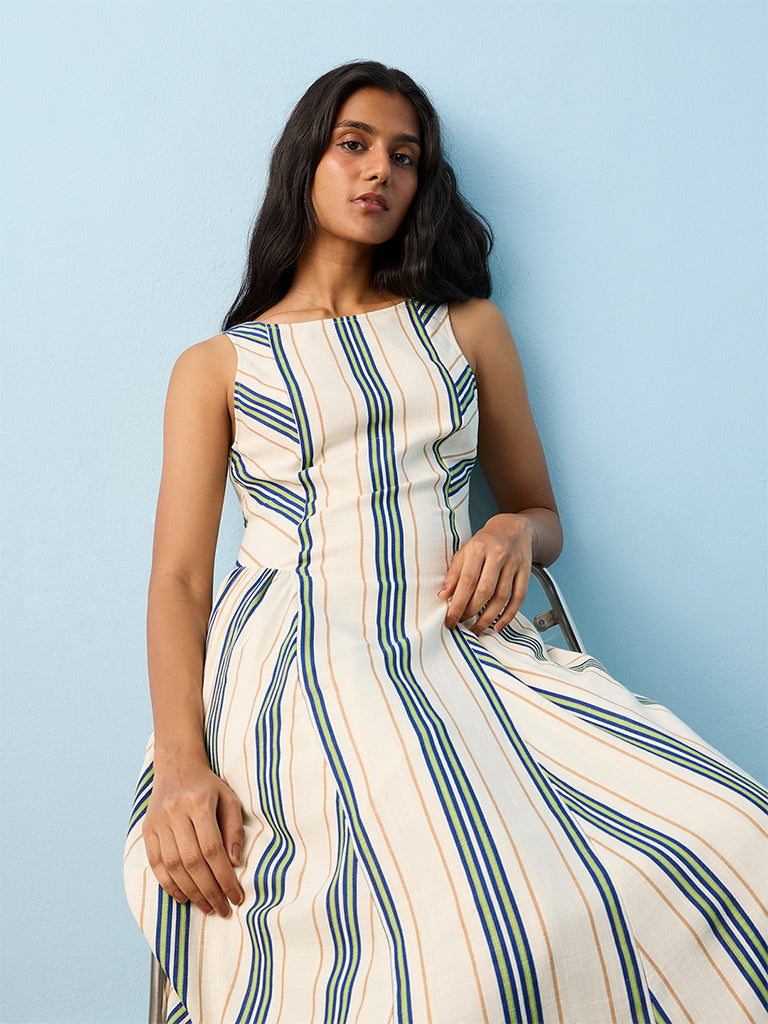 LOV Multicolor Striped A-Line Dress