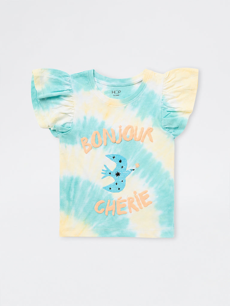 HOP Kids Girls Multicolour Tie-Dye Cotton Top