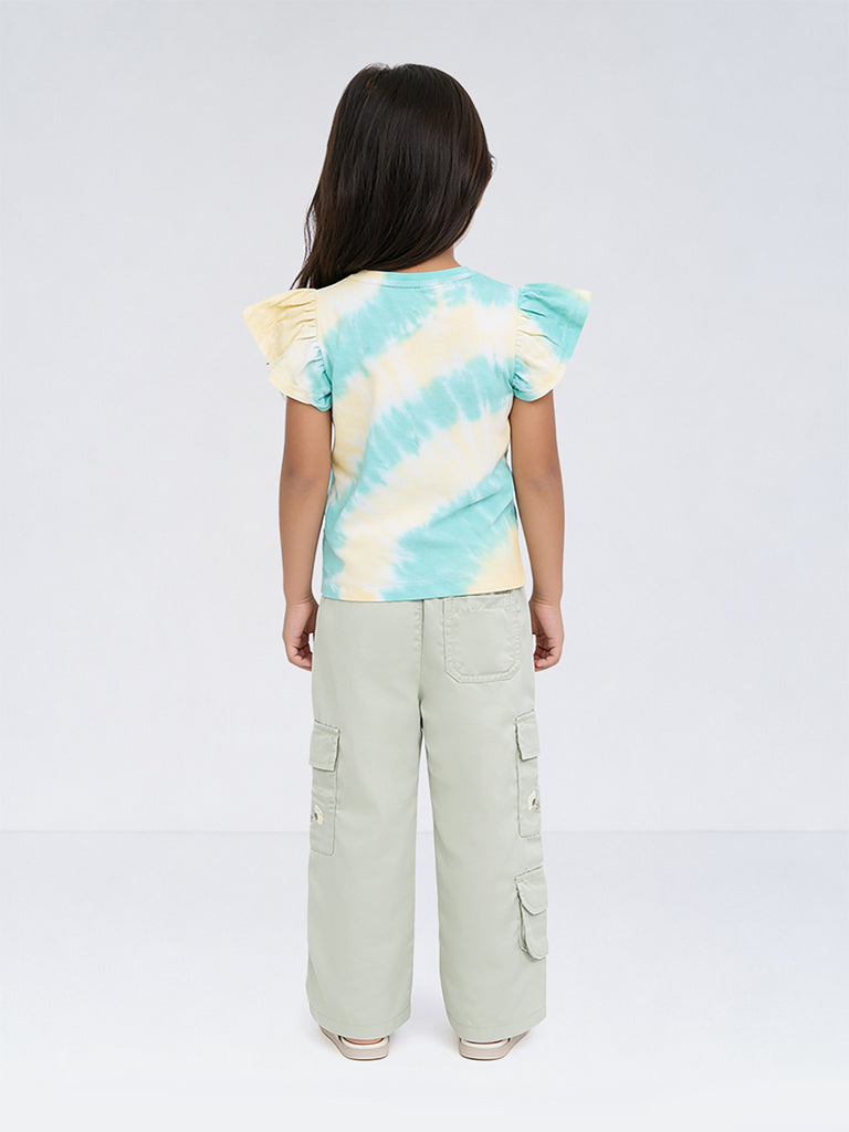 HOP Kids Girls Multicolour Tie-Dye Cotton Top