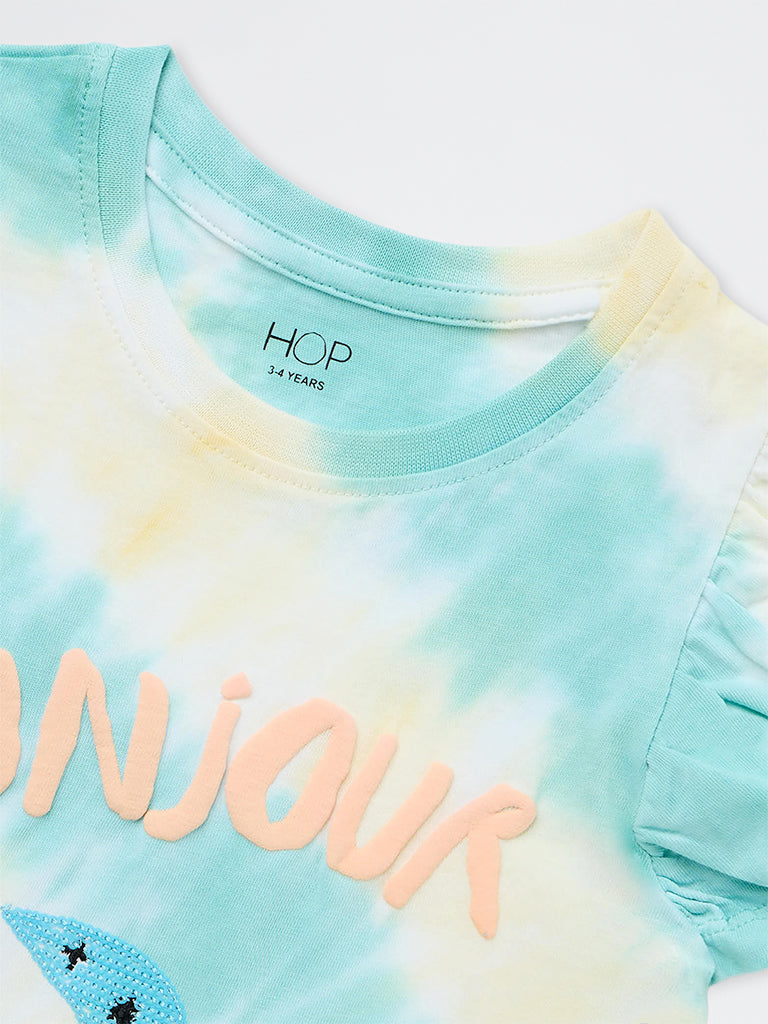 HOP Kids Girls Multicolour Tie-Dye Cotton Top