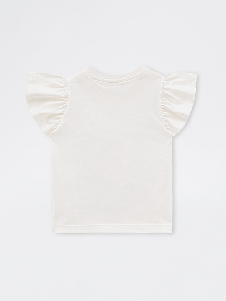 HOP Kids Girls White Squirrel Design Cotton Top