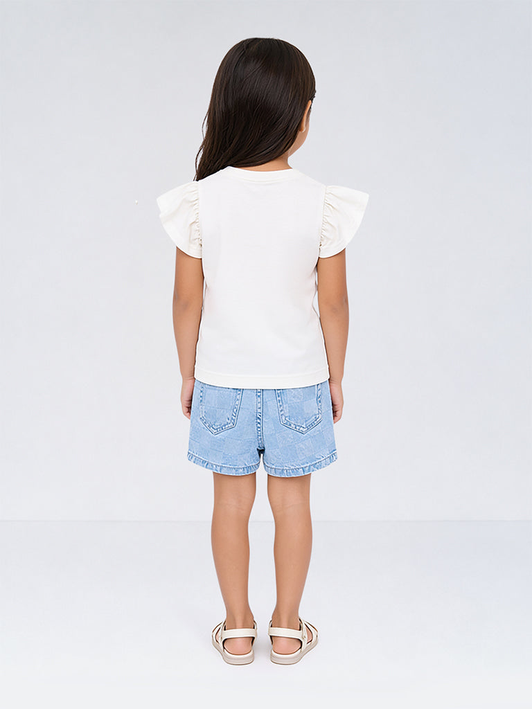 HOP Kids Girls White Squirrel Design Cotton Top