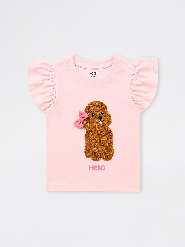 HOP Kids Girls Pink Animal Design Cotton Top