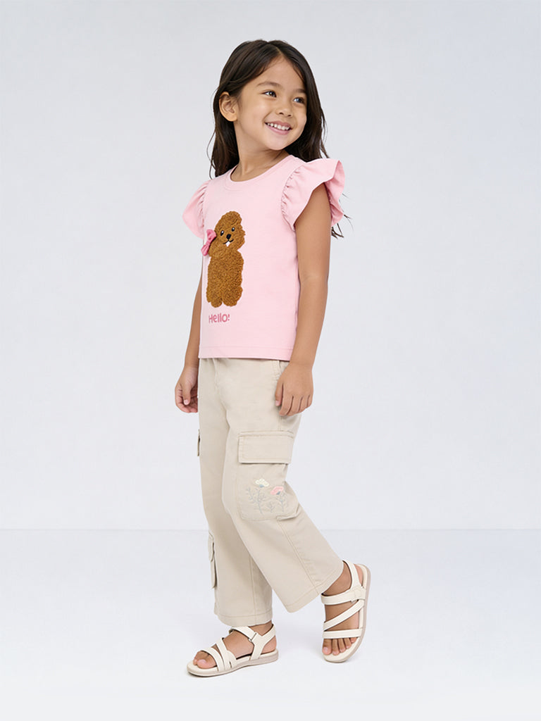 HOP Kids Girls Pink Animal Design Cotton Top