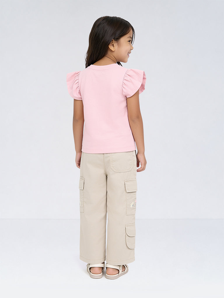 HOP Kids Girls Pink Animal Design Cotton Top