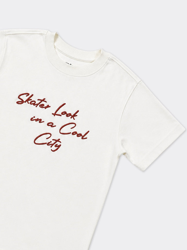 Boys Off-White Chain Detail Cotton T-Shirt