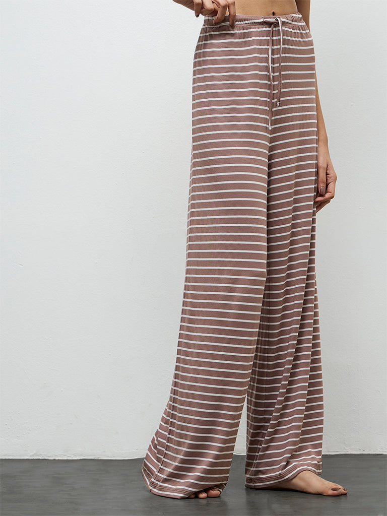 Superstar Brown Striped High-Rise Pants