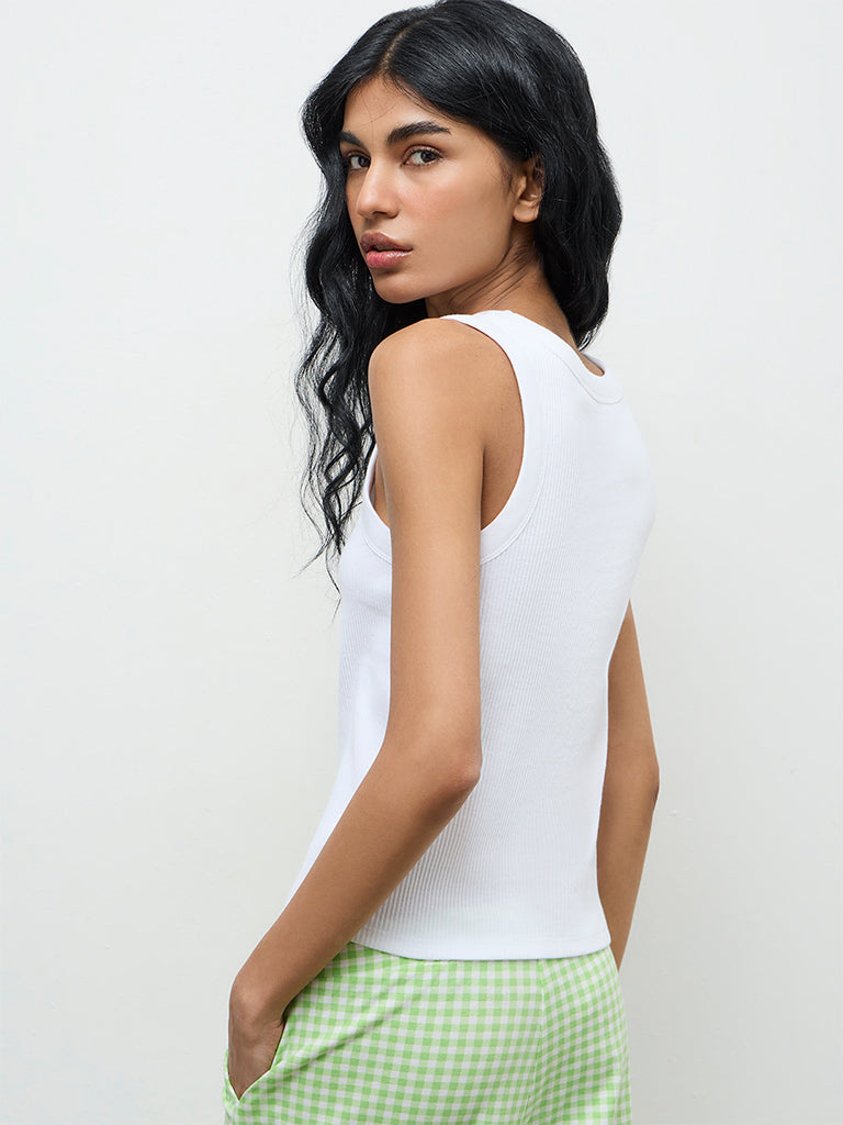 Superstar White Graphic Printed Cotton-Blend Top