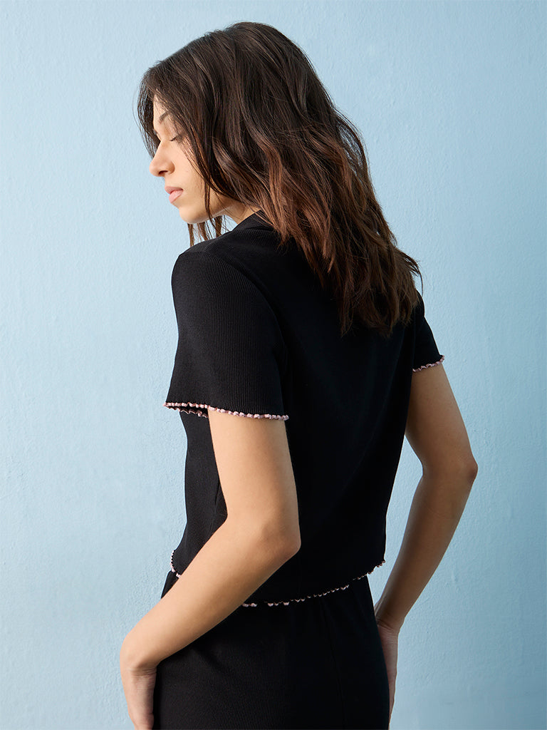 Superstar Black Ribbed Top