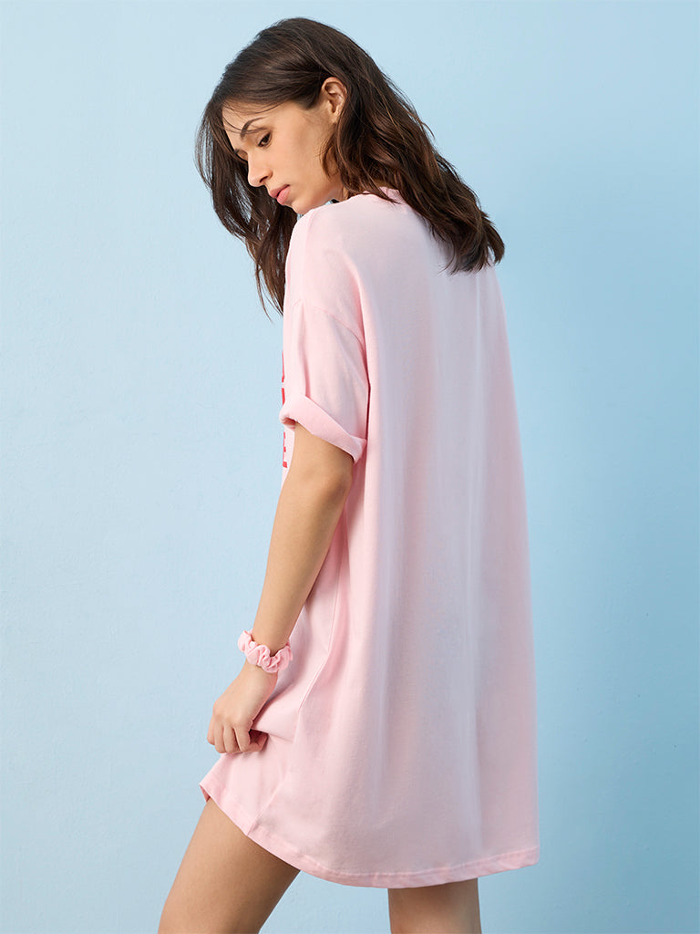Superstar Pink Dessert-Inspired Cotton T-Shirt Dress