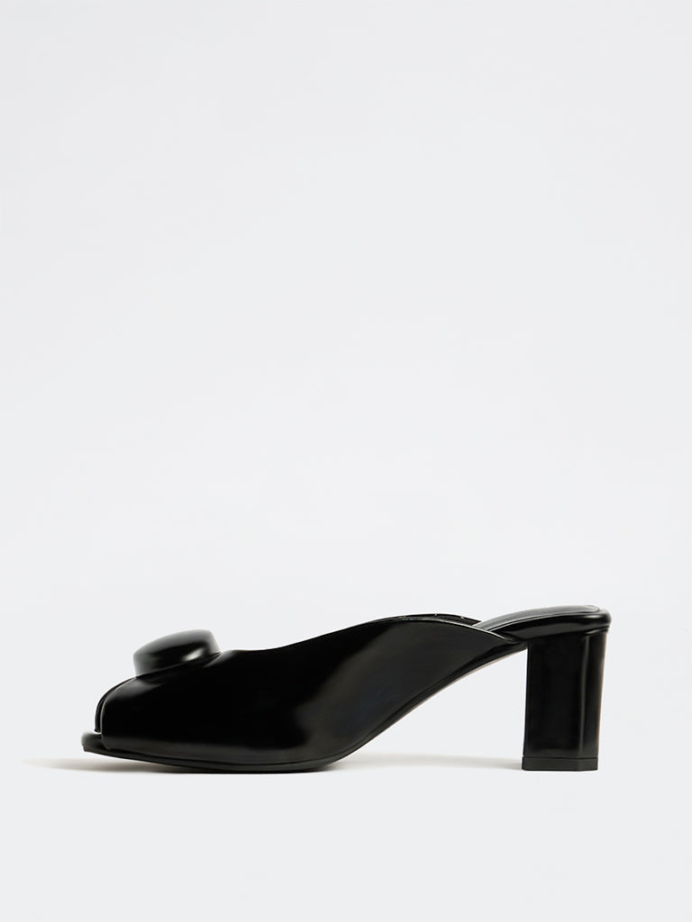 LUNA BLU Black Block Heel Sandals