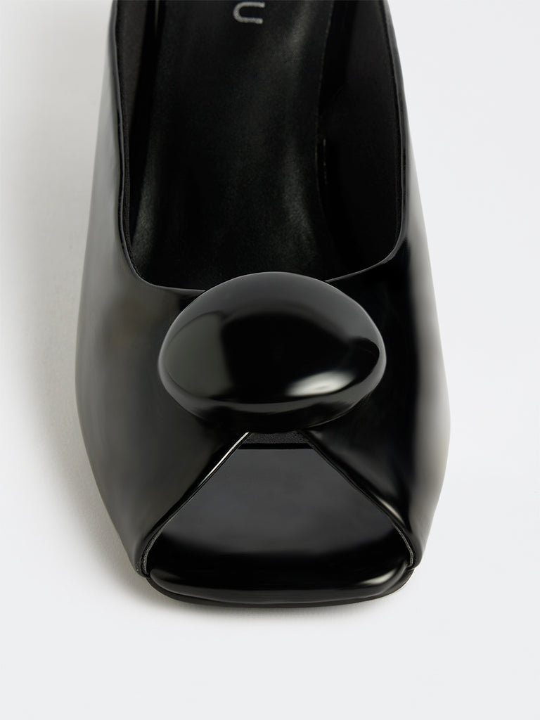 LUNA BLU Black Block Heel Sandals