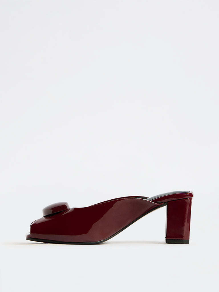 LUNA BLU Burgundy Block Heel Sandals