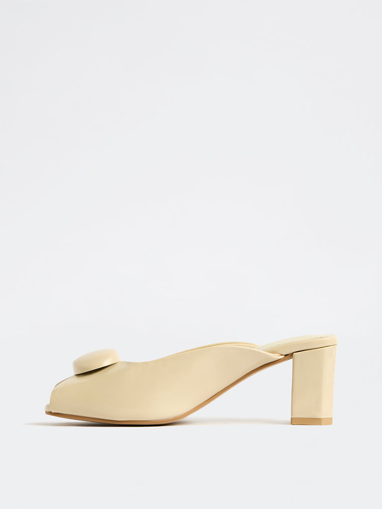LUNA BLU Cream Block Heel Sandals