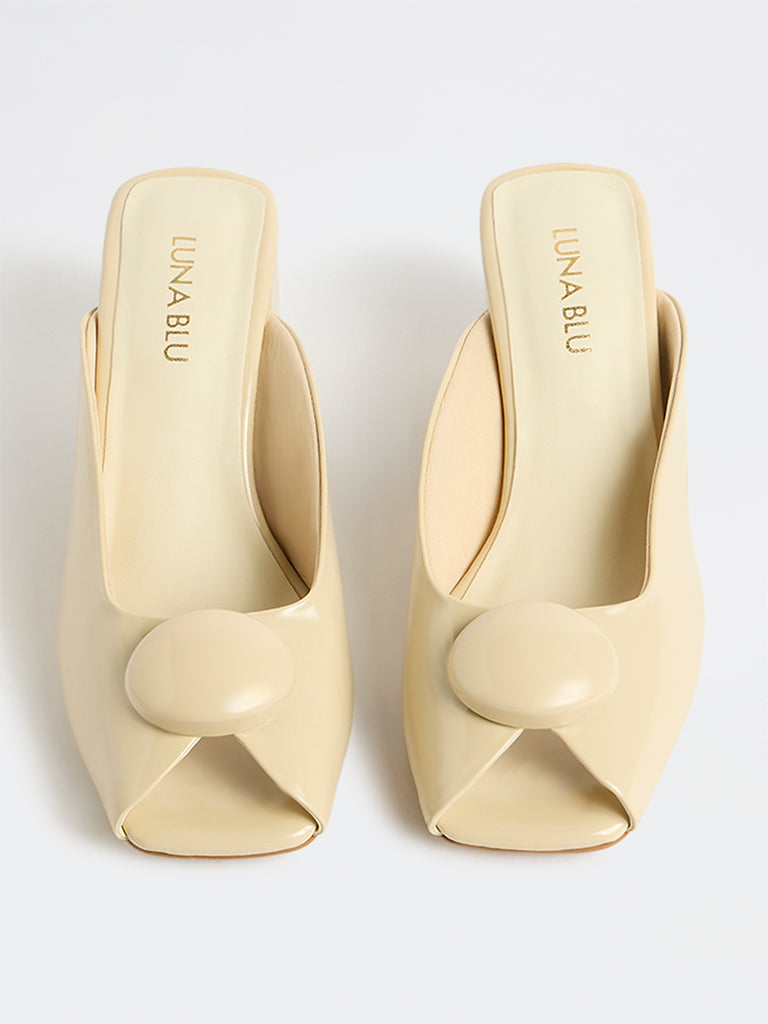 LUNA BLU Cream Block Heel Sandals