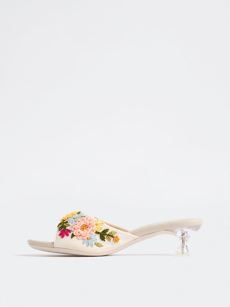 LUNA BLU Multicolour Floral Embroidered Heel Sandals