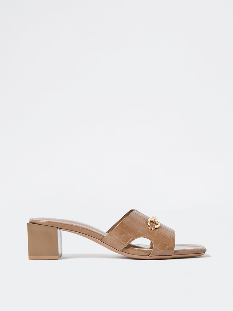 LUNA BLU Brown Block-Heel Sandals