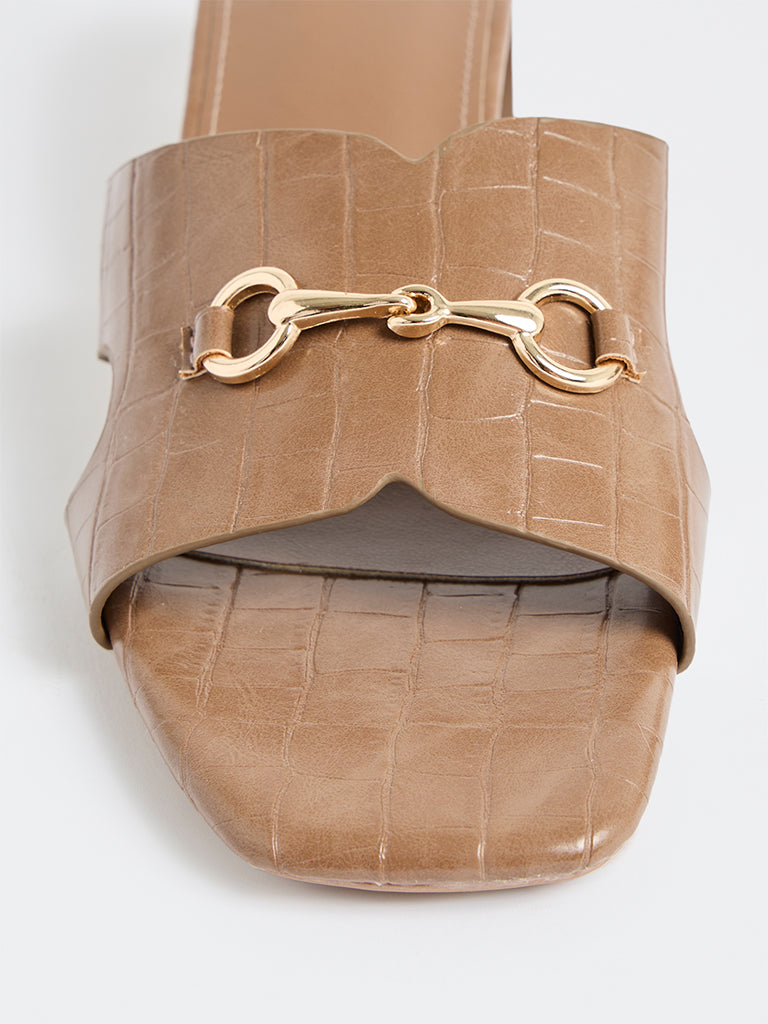 LUNA BLU Brown Block-Heel Sandals