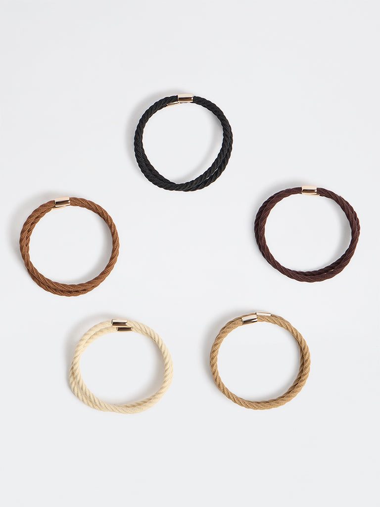 Westside Accessories Multicolour Textured Hair Ties - Pack of 10