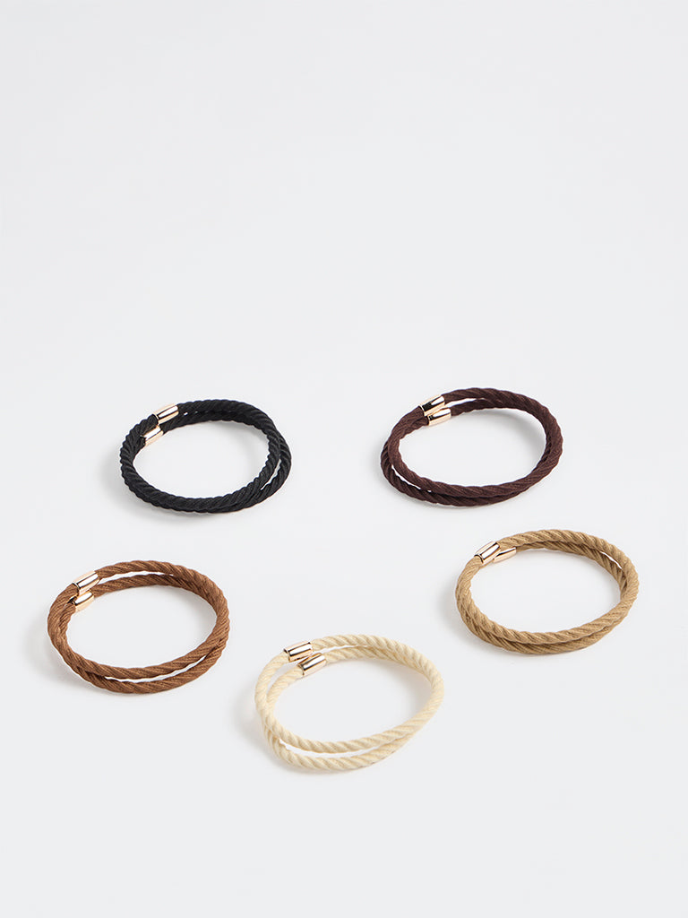 Westside Accessories Multicolour Textured Hair Ties - Pack of 10