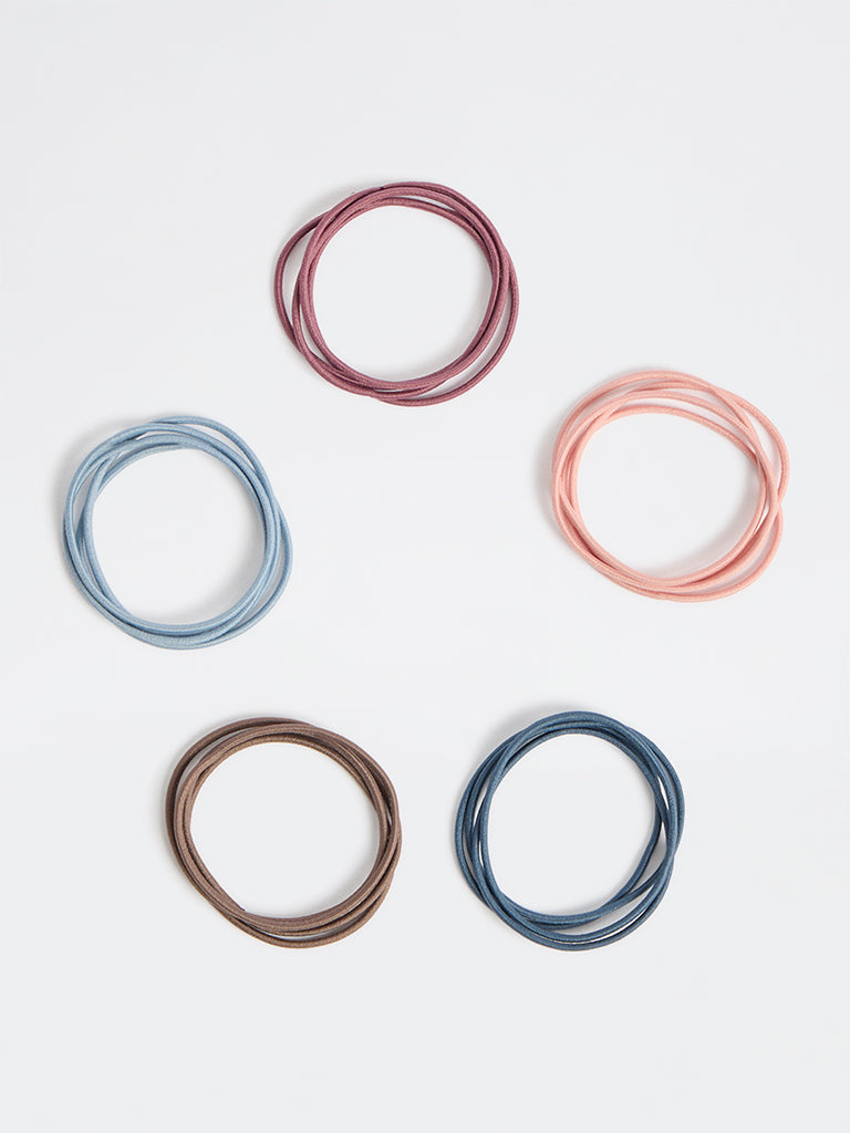 Westside Accessories Multicolour Thin Hair Ties - Pack of 6