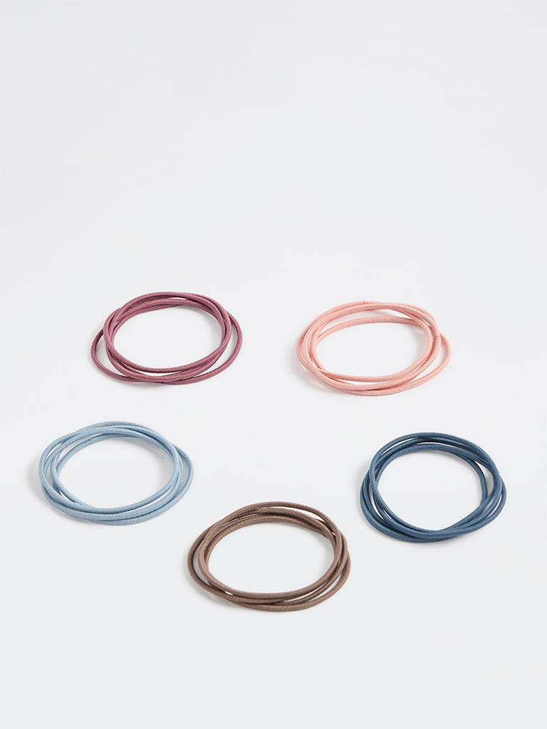 Westside Accessories Multicolour Thin Hair Ties - Pack of 6