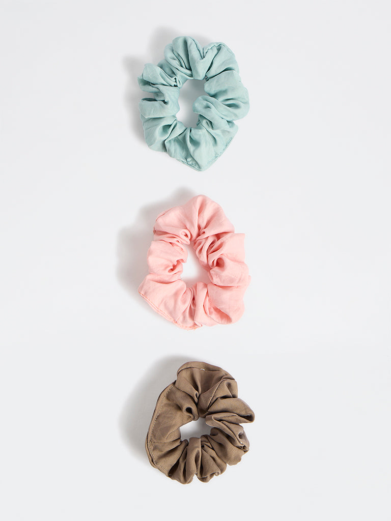 Westside Accessories Multicolour Scrunchies - Pack of 3