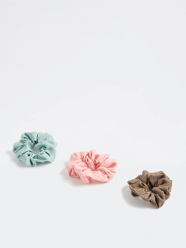 Westside Accessories Multicolour Scrunchies - Pack of 3