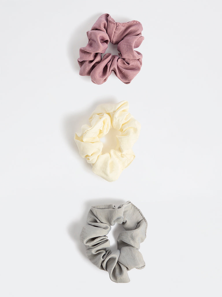 Westside Accessories Multicolour Scrunchies - Pack of 3