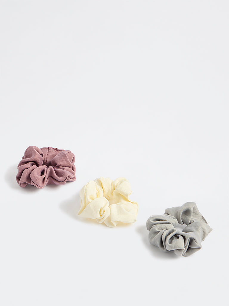Westside Accessories Multicolour Scrunchies - Pack of 3