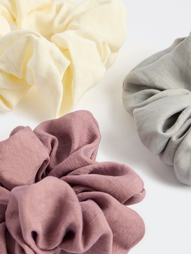 Westside Accessories Multicolour Scrunchies - Pack of 3