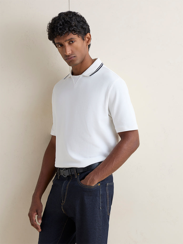 WES Casuals Off-White Relaxed-Fit Cotton-Blend T-Shirt