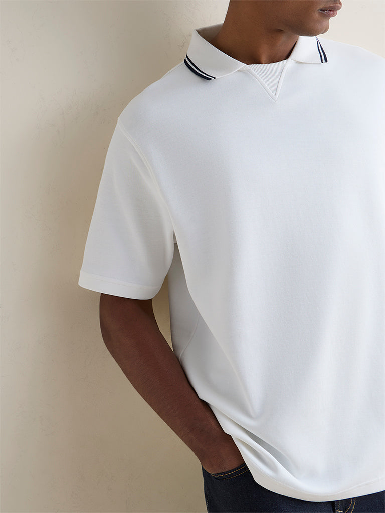 WES Casuals Off-White Relaxed-Fit Cotton-Blend T-Shirt