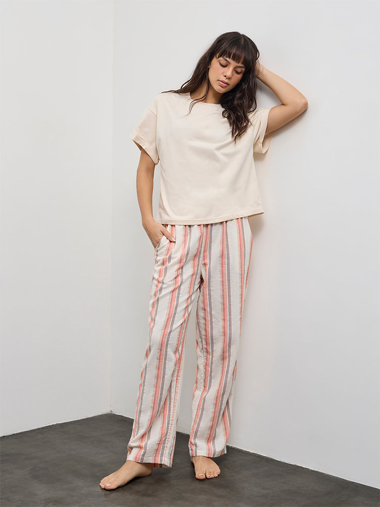 Wunderlove Light Beige Cotton T-Shirt