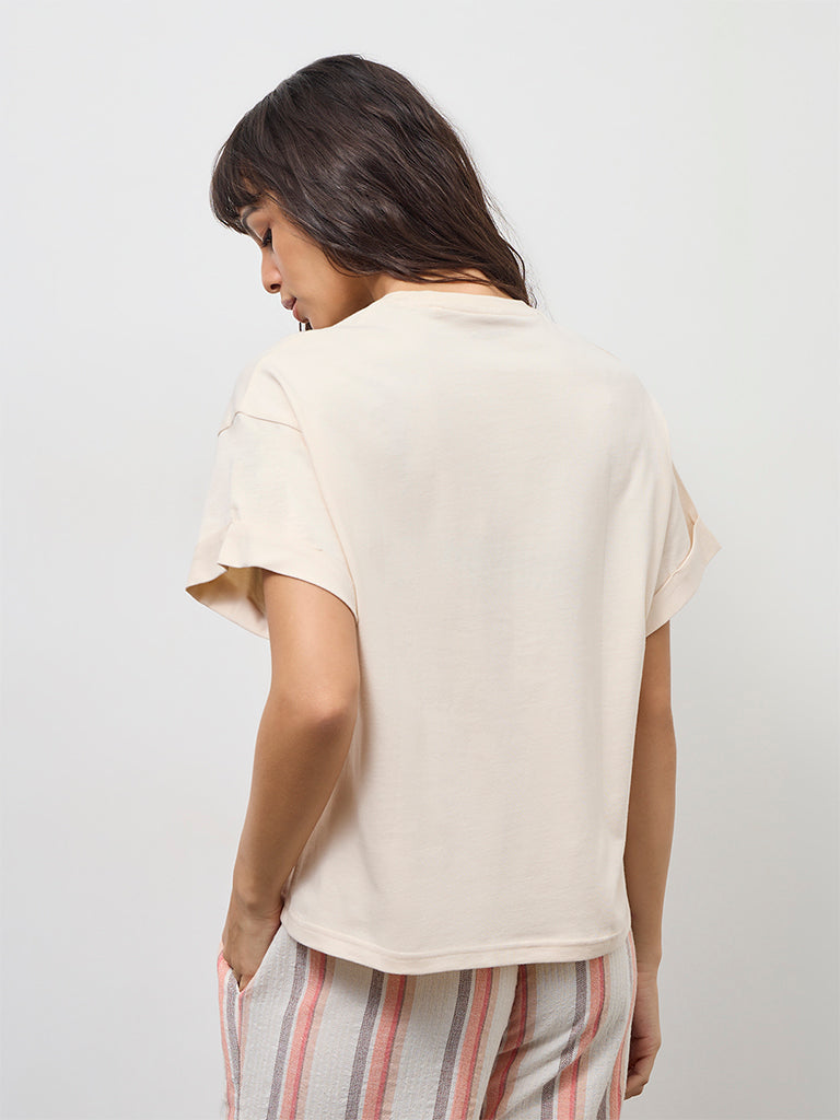 Wunderlove Light Beige Cotton T-Shirt