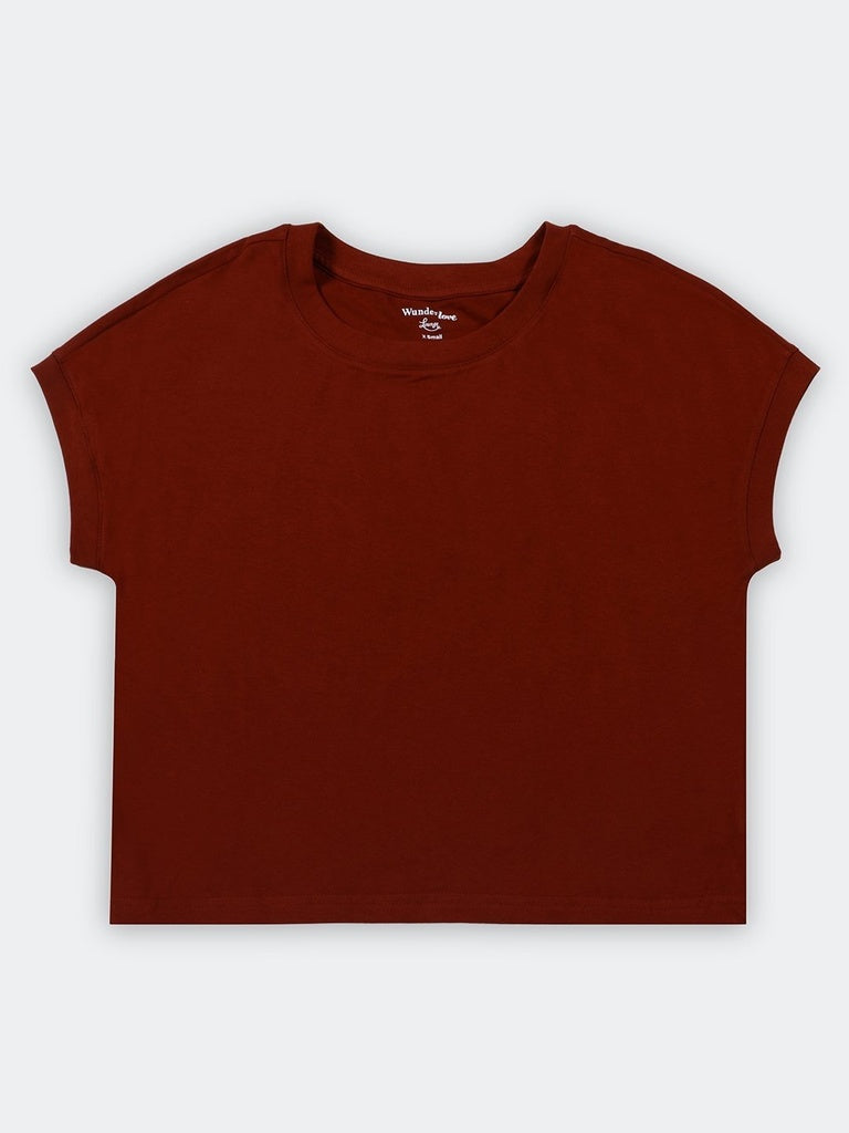 Wunderlove Rust Solid Cotton T-Shirt