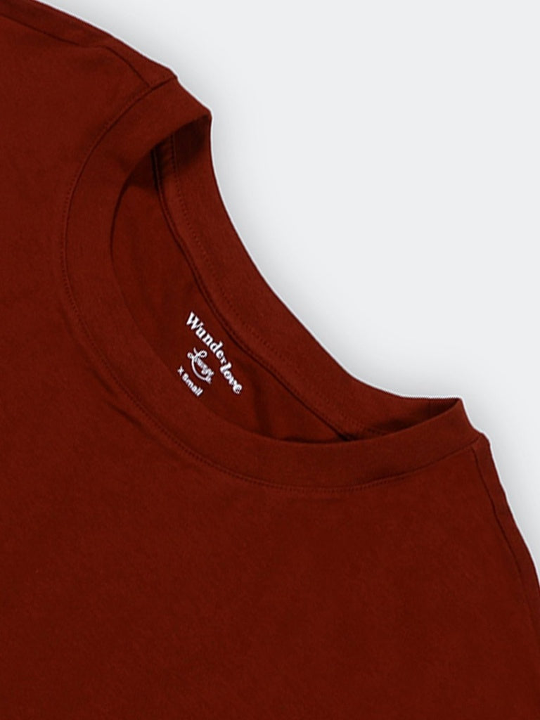 Wunderlove Rust Solid Cotton T-Shirt