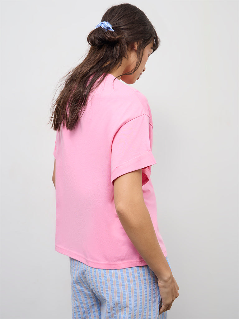 Wunderlove Pink Solid Cotton T-Shirt