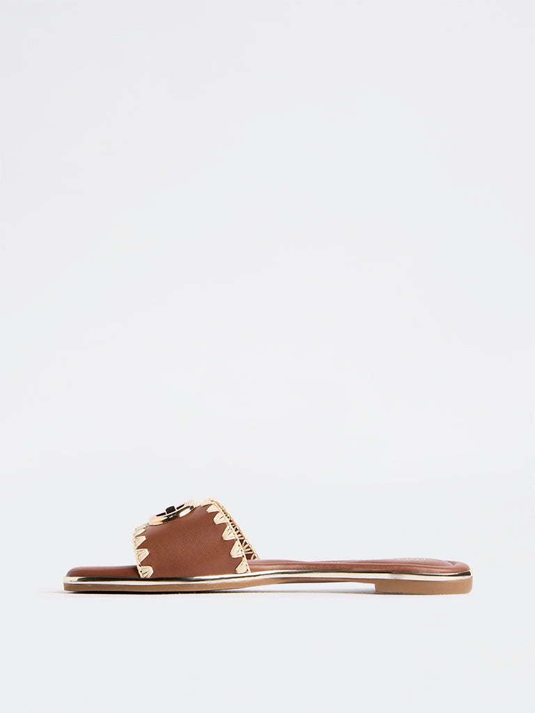 LUNA BLU Tan Hardware-Detail Slides