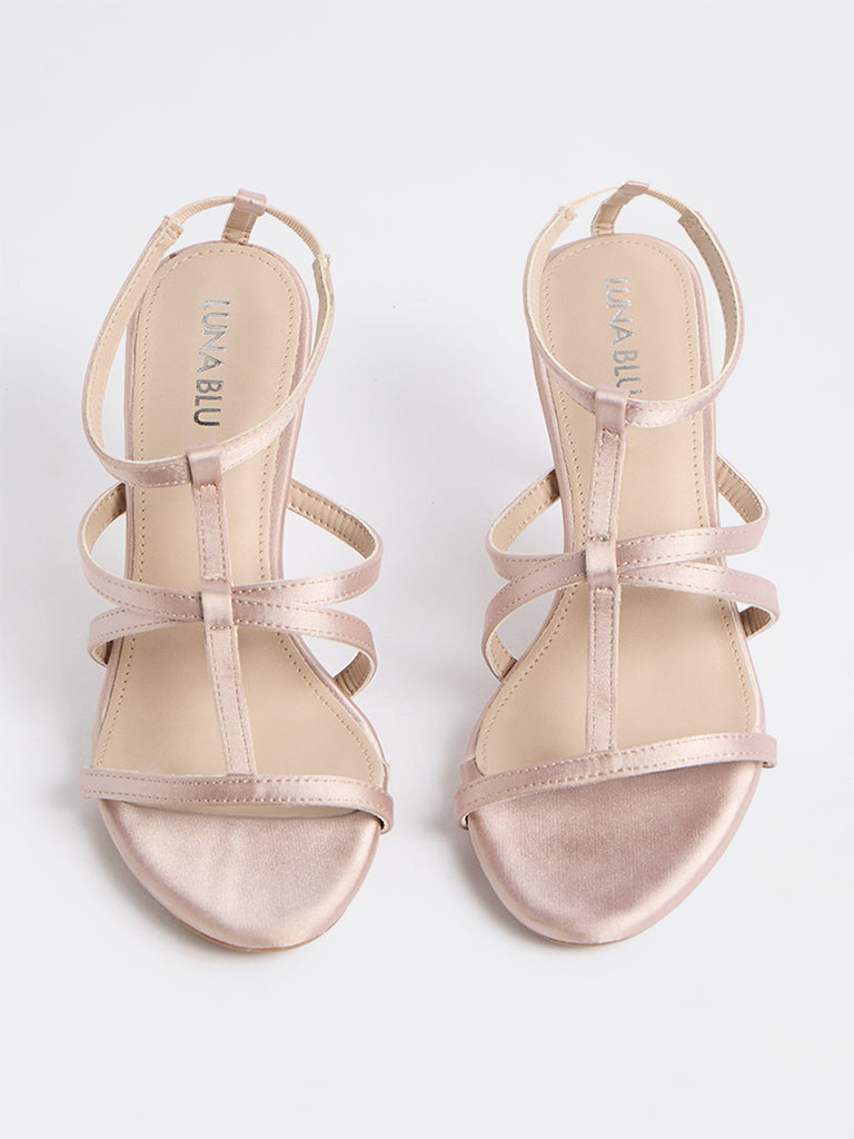 LUNA BLU Blush Multi-Strap Stilettos Heel Sandals