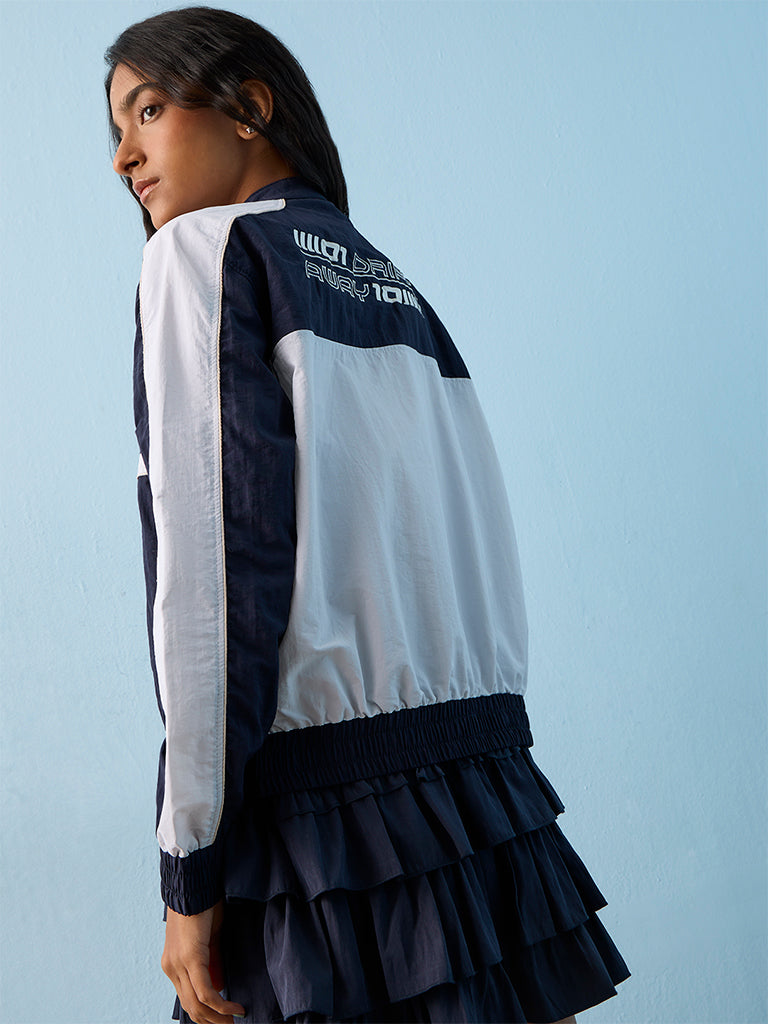 Nuon Navy Race-Inspired Colour-Blocked Jacket