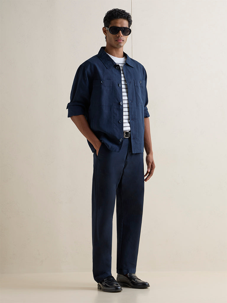 Ascot Navy Relaxed-Fit Jacket