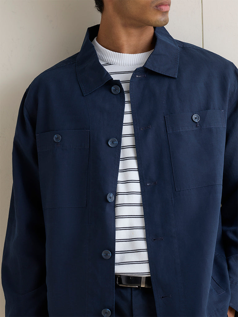 Ascot Navy Relaxed-Fit Jacket