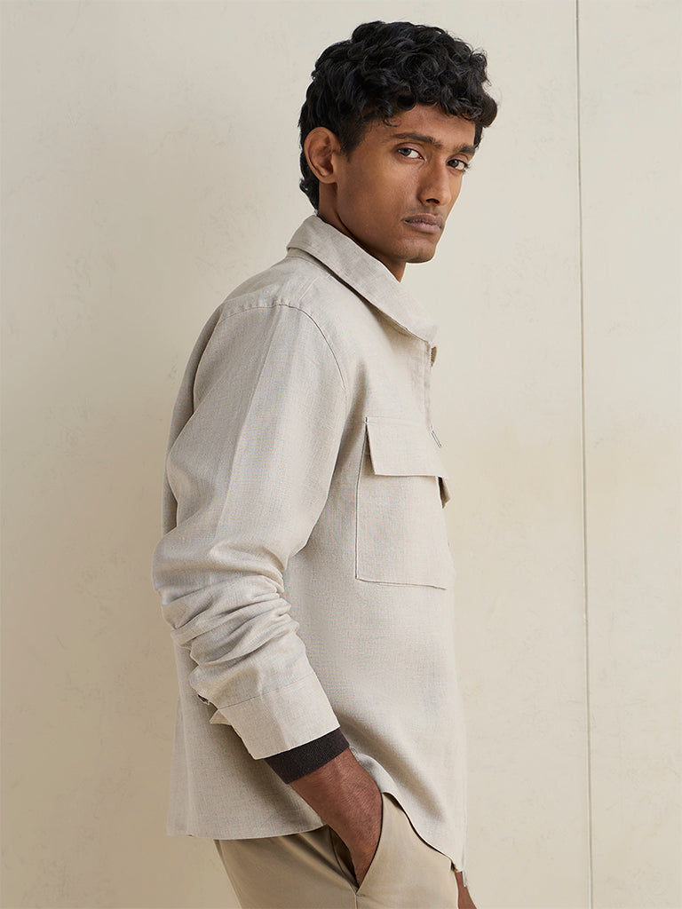 ジャケット・アウター 26ss COTTON/LINEN SLAB LAWN SHIRT JACKET Buy Ascot Light Beige Relaxed-Fit Linen Jacket from Westside