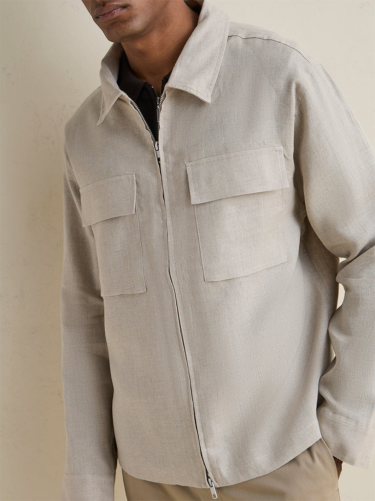 ジャケット・アウター 26ss COTTON/LINEN SLAB LAWN SHIRT JACKET Buy Ascot Light Beige Relaxed-Fit Linen Jacket from Westside