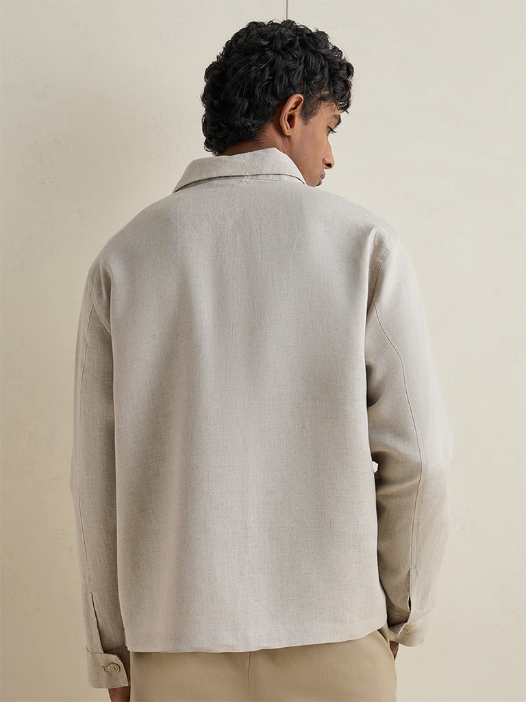 Buy Ascot Light Beige Relaxed-Fit Linen Jacket from Westside