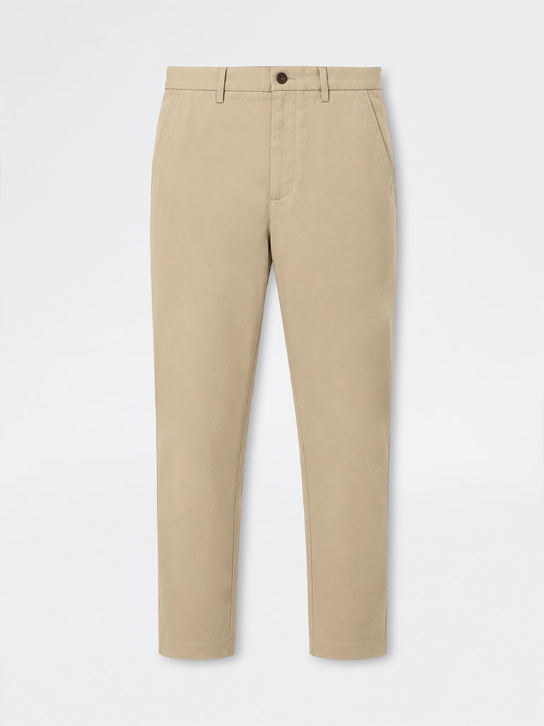 Ascot Khaki Relaxed-Fit Mid-Rise Cotton-Blend Trousers