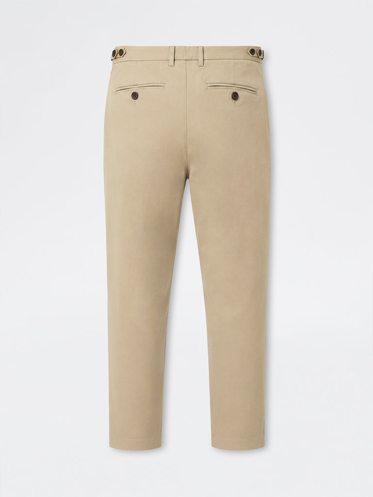 Ascot Khaki Relaxed-Fit Mid-Rise Cotton-Blend Trousers