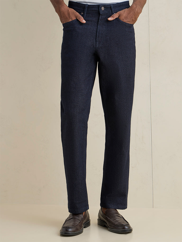 Ascot Navy Relaxed-Fit Mid-Rise Jeans